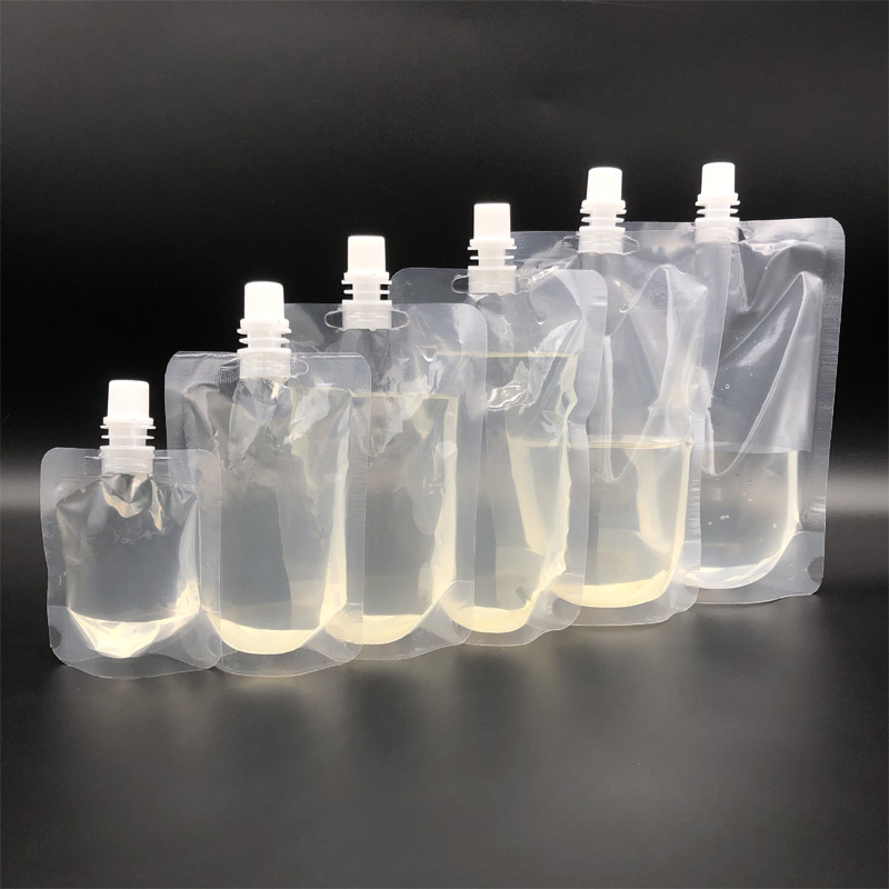 Transparent clear spout pouch plastic drink bag stand up spout pouch bag