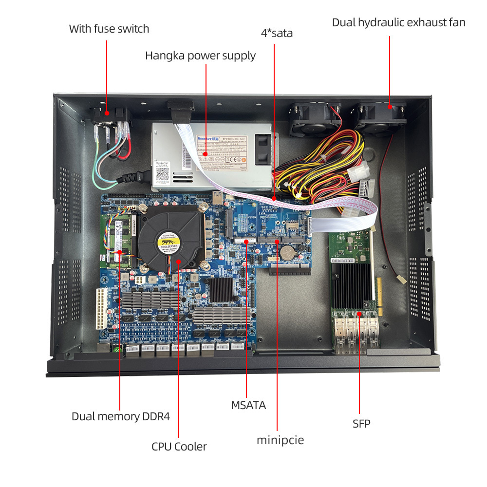 4x10G SFP 8LAN 2U Rackmount Firewall 6th-9th Gen Core i5 i7 Xeon Desktop CPU Business Use Network Management Router C236