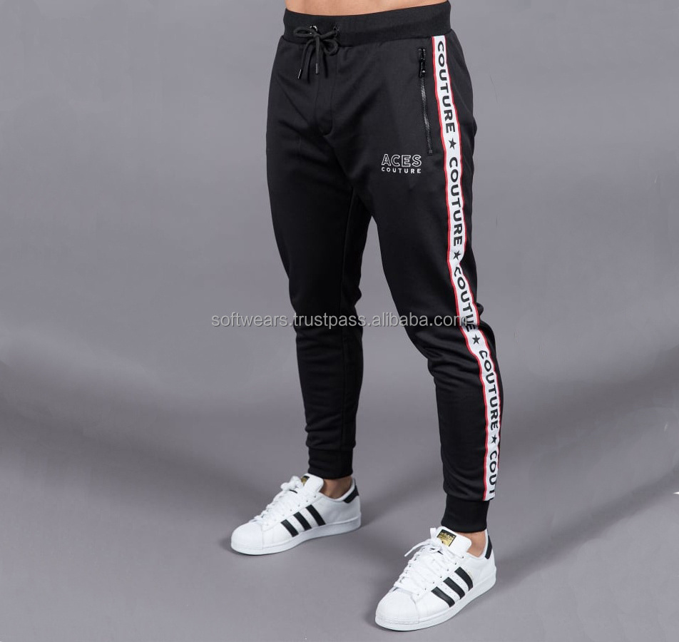 Wholesale Custom Track Pants Slim Fit Zipper Men Joggers sweatpants Wholesale Custom Track Pants Slim Fit Zipper Men Joggers