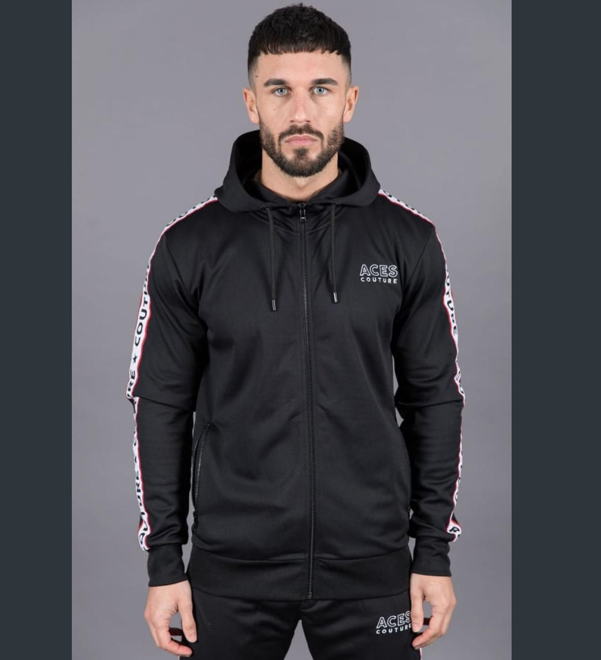 side tape side stripes  Custom Men zipper Hoodie/hoodies