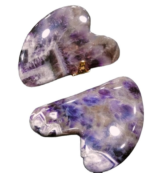 Butterfly Wing Shape Amethyst Stone Gua Sha Face Lifting Tool Natural Quartz Amethyst Guasha Scraping Massage Board Jade Tool