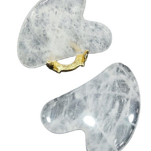 2023 Best Selling 100% Natural Grey Agate Face Gua Sha Custom Logo Gray Jade Stone Facial Guasha Massage Tool