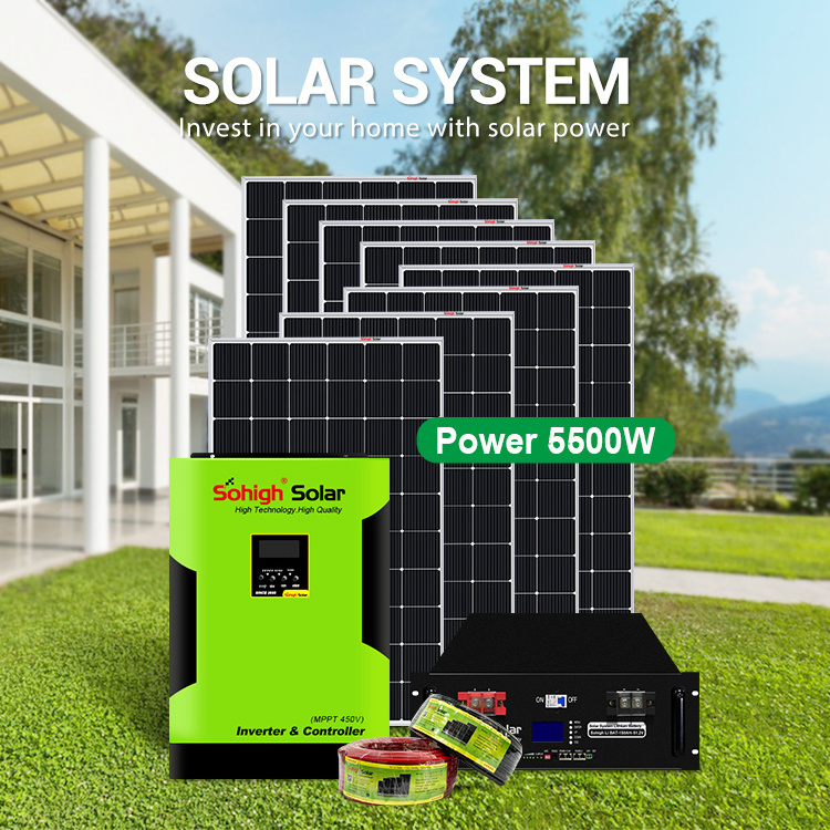 5500 watts hybrid inverter full sets solaries panels off grid power energy home 5kw para casa power system kit solar 5000watts