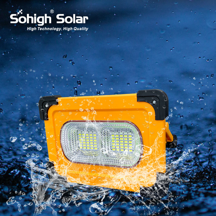 Waterproof 120w car work light repairing flood light multifunctional outdoor solar led portable spotlight with usb