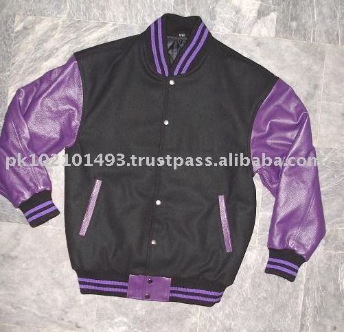 Black and Purple Varsity Letterman Baseball Jacket