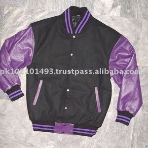 Black and Purple Varsity Letterman Baseball Jacket