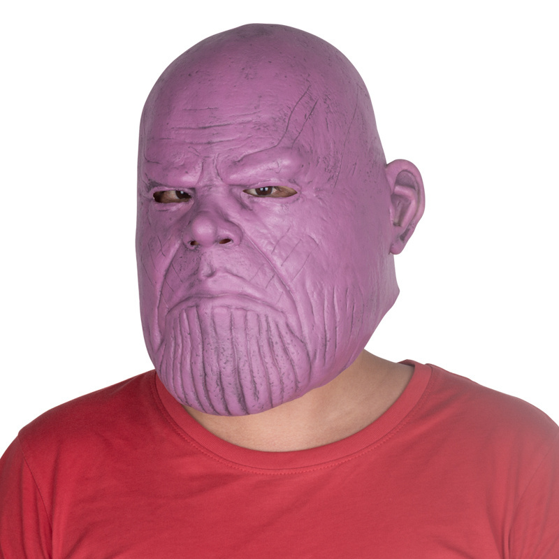 Thanos Latex Mask Movie Character Cosplay Costume Props Halloween Headgear Purple Sweet Potato Head