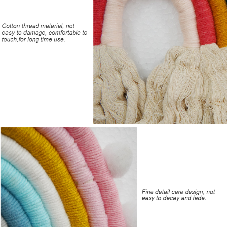 Cotton rainbow macrame wall hanging for ropes macrame decoration