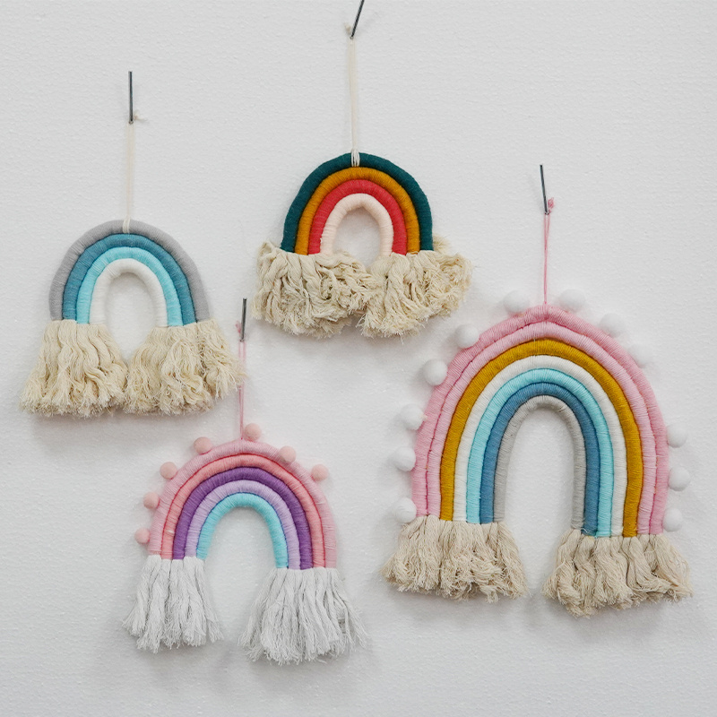 Cotton rainbow macrame wall hanging for ropes macrame decoration