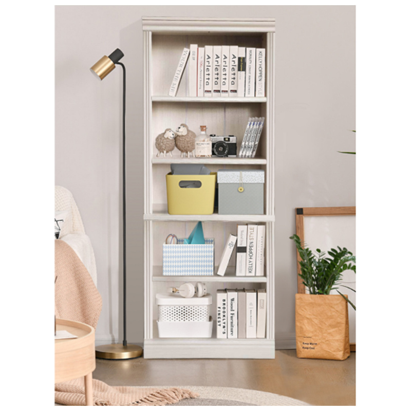 White Kids Bookshelf book cabinet Wooden Book Cupboards Bedroom Bookcases with 5 tiers for Bedroom