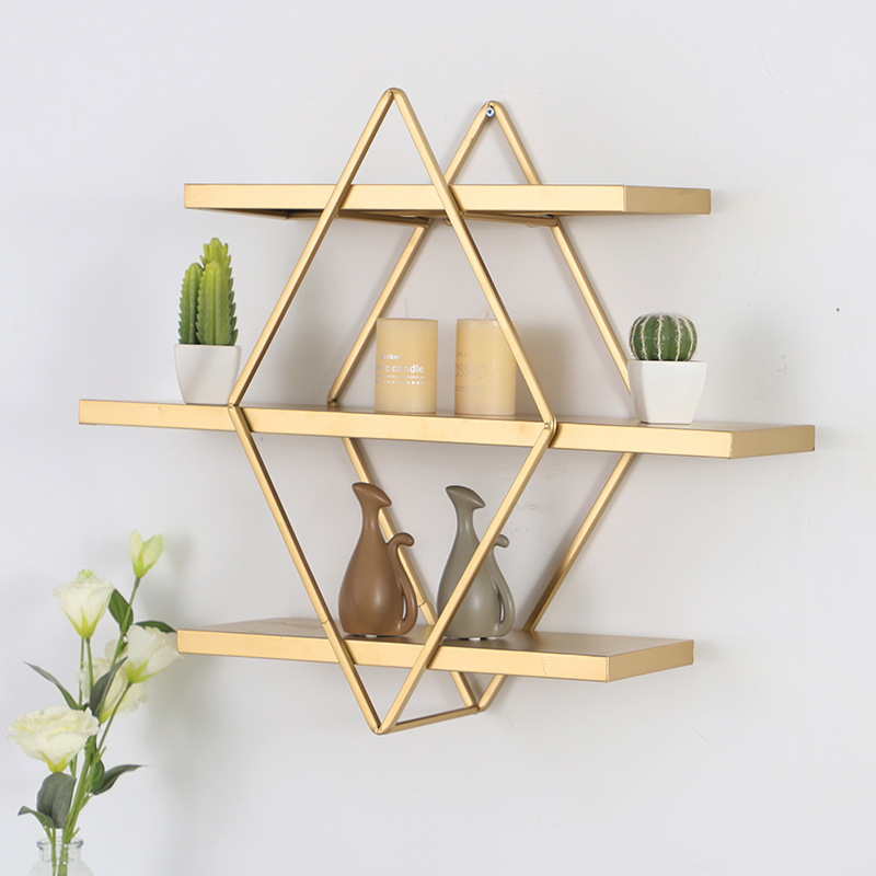 Luxury Metal Gold Bookshelf Wall Home Decor Bedroom Living Room Storage Rack Nordic Contemporary Simple Creative Display