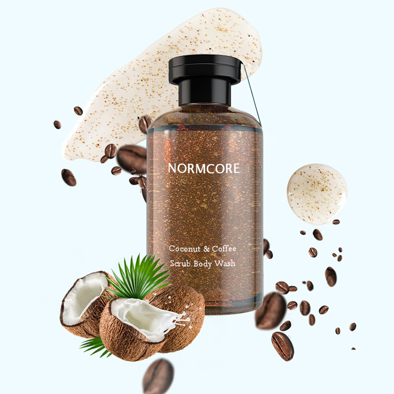 Private Label Coconut and Coffee Exfoliating Moisturizing Cedrus Deodara Bamboo Charcoal Shower Scrub Body Wash