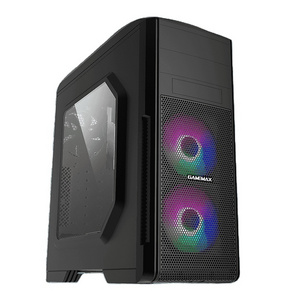 Gaming Computer case with mesh front panel, top with 2xChannel fan speed controller, ARGB Midi tower ATX case