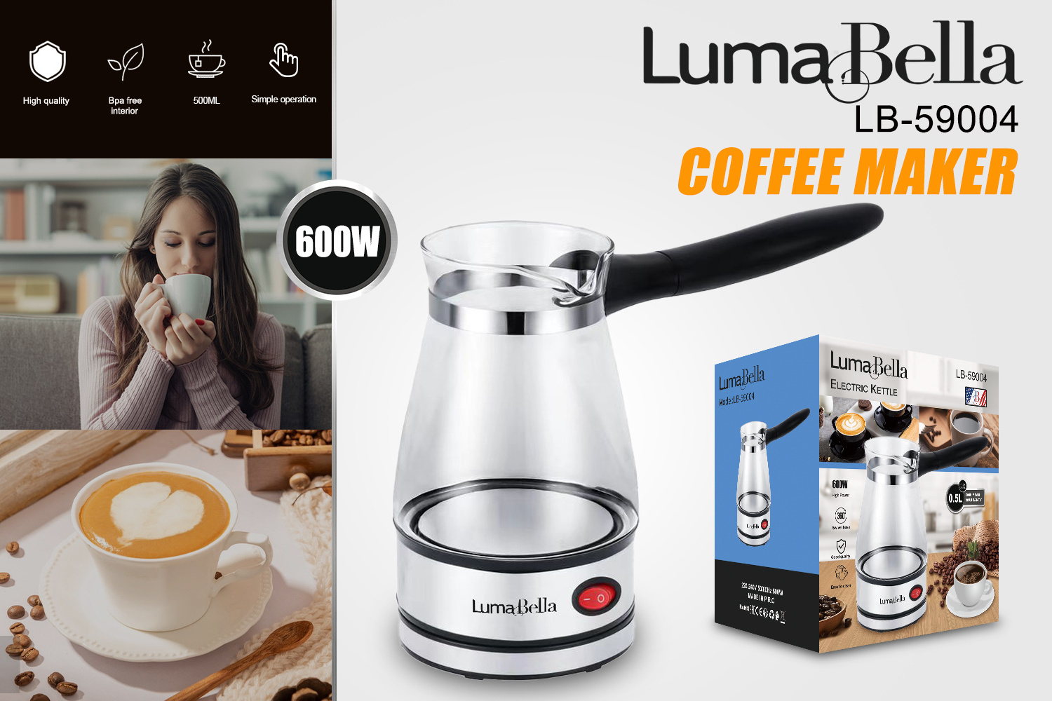 Sokany 607 Turkey Coffee Maker  Portable Electrical Coffee Pot Boiled Milk Coffee Kettle For Gift