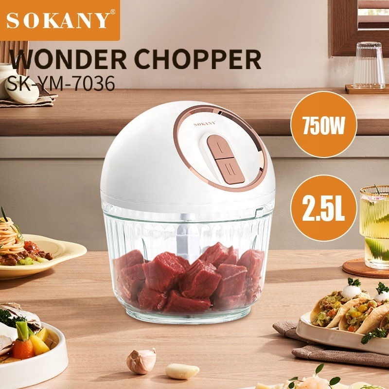 7036 Electric Stainless Steel sokany Pounding Machine Food Processor Chopper Meat Grinder