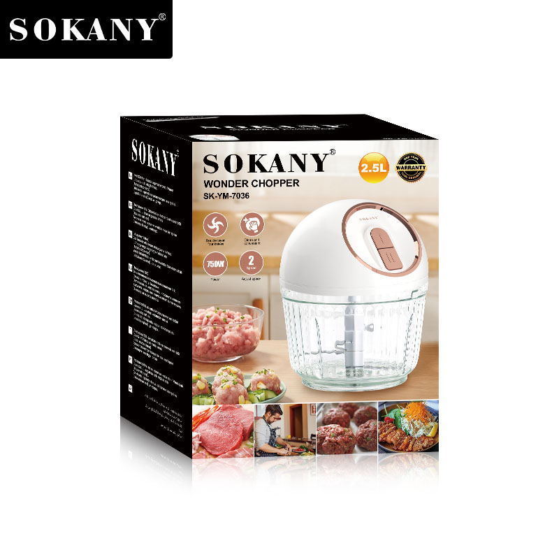 7036 Electric Stainless Steel sokany Pounding Machine Food Processor Chopper Meat Grinder