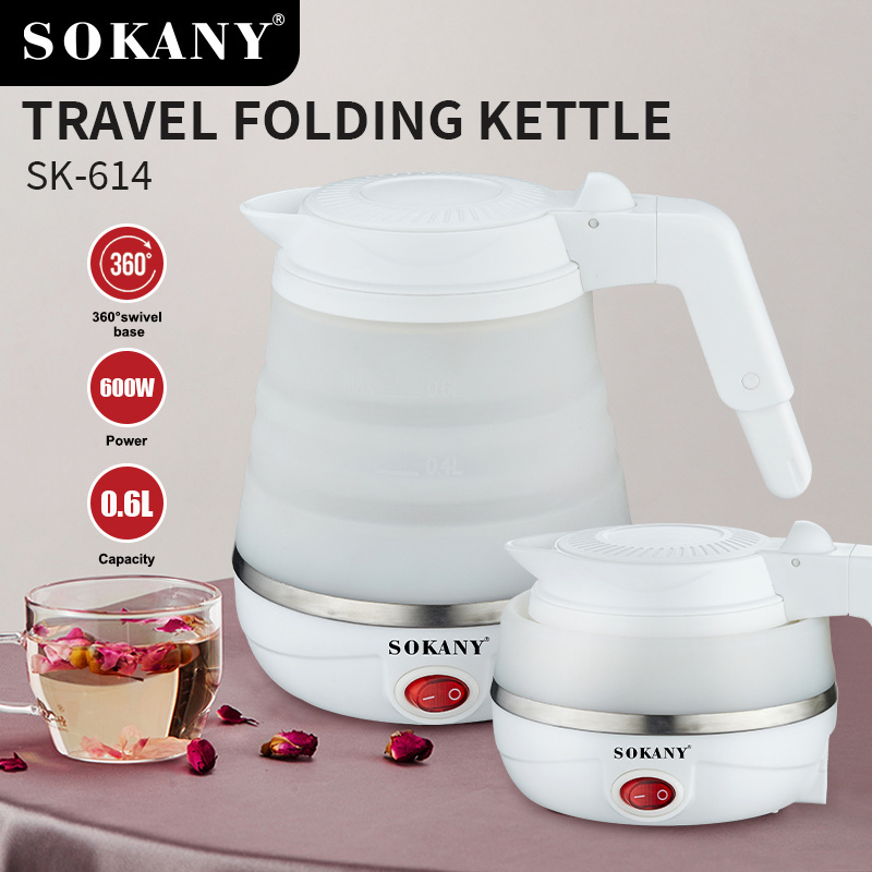 Sokany Travel foldable kettle Mini Folding Electric Collapsible Silicone Outdoor Portable Kettle