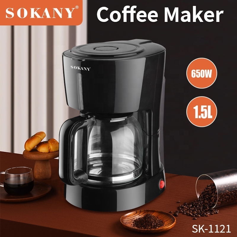 SOKANY-1121 Control 650w Smart Automatic Drip Coffee Machine Electric Drip Coffee Maker