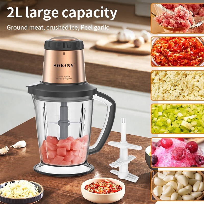 sokany  new  Household Meat Grinder Mixer Stainless Steel Automatic Juicer Blender Food Processor