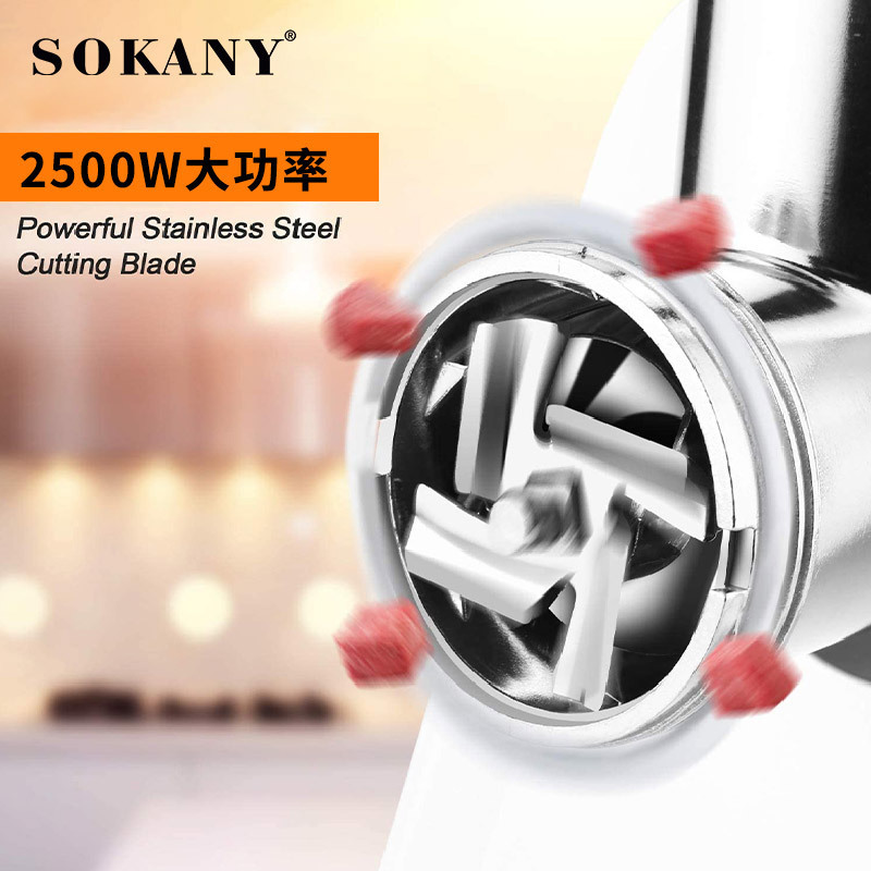 092 Sokany 2500W hot sales electric meat mixer grinder & stainless steel blade meat grinder mincer