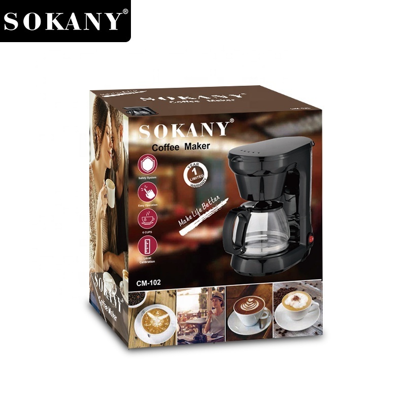 Sokany 110v Coffee Italian Machine High Quality Coffee maker Non-stick warm plate cup coffee maker CM-102