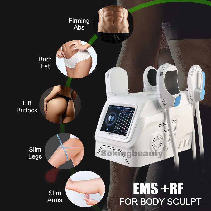 Professional 4 5 Handles EMS Body Sculpting Workout Muscle Stimulator Gain Building Hip Lift Fitness EMS Body Slimming Machine