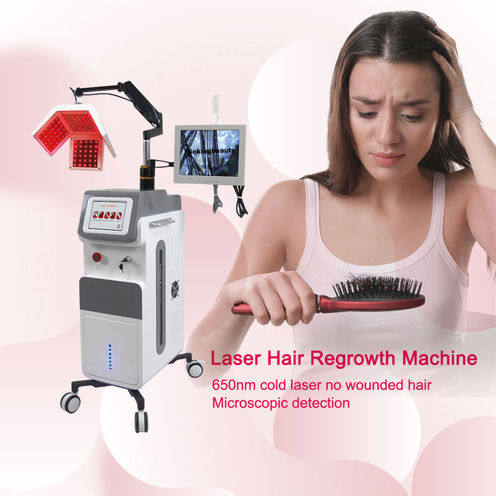 Professional vertical 5 in 1 high frequency laser hair growth machine for hair loss treatment lllt hair growth machine