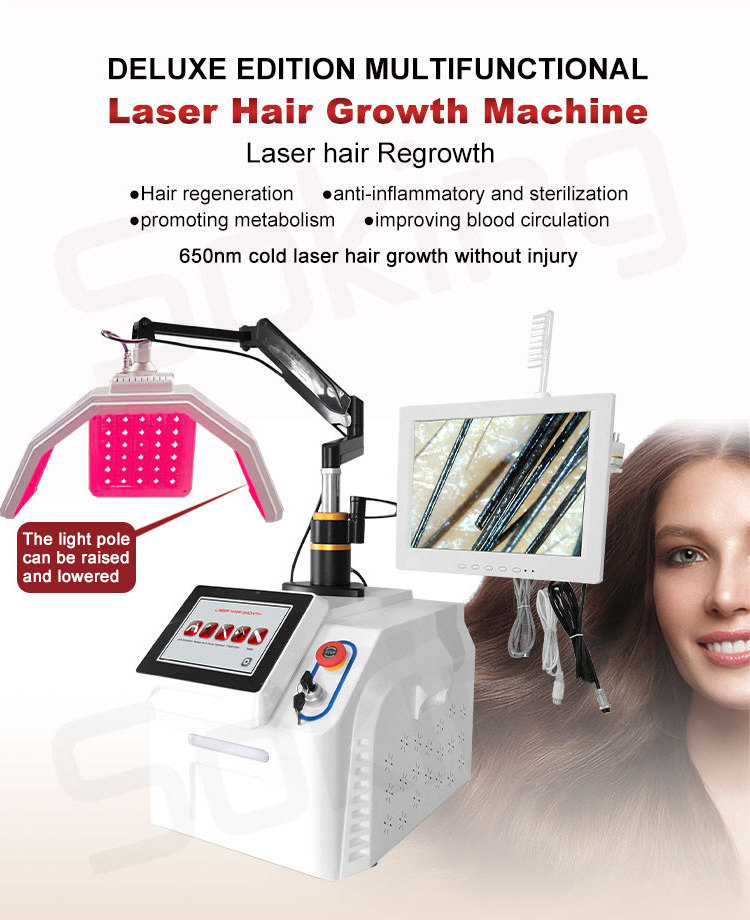 Professional 5 in 1 High frequency hair growth machine 650nm diode laser hair regrowth anti hair loss treatment machine