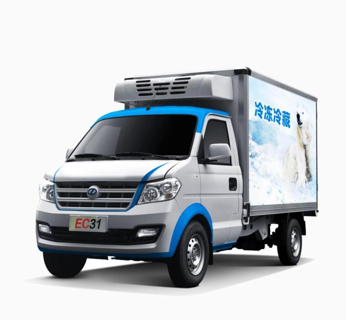 DFSK electric freezer box truck EEC refrigerated delivery van EC31 small refrigerated box truck for sale