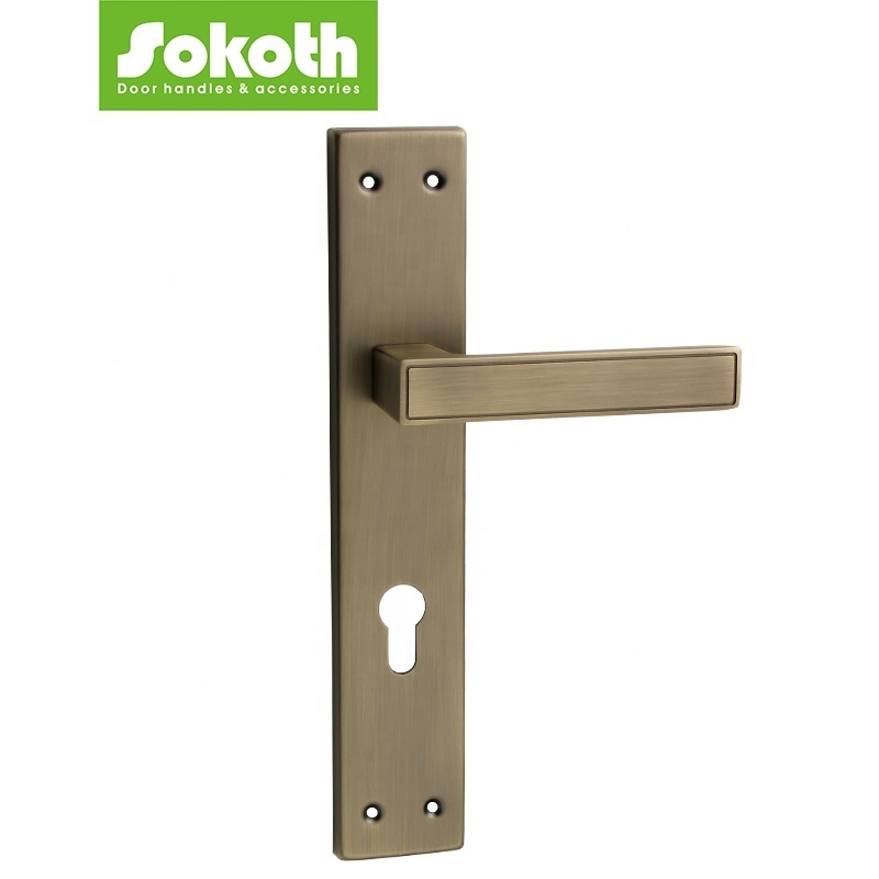 gold nickel brushed door hardware decorative house square design 85mm plate door lever handle