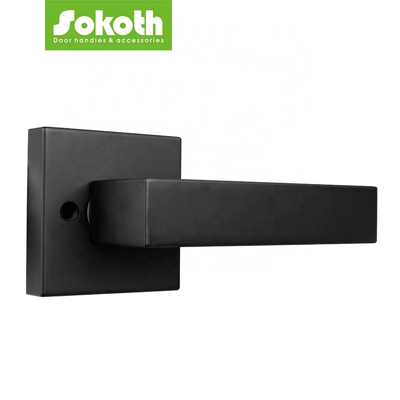 Heavy Duty Zinc Alloy Black Door Handle with Lock and Single Cylinder Deadbolt for Entrance Front Door and Office