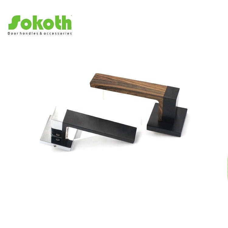 high quality zinc alloy heavy duty door lever handle lock with wood