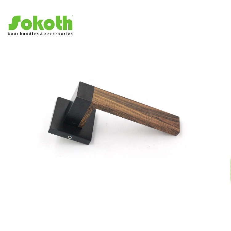 high quality zinc alloy heavy duty door lever handle lock with wood