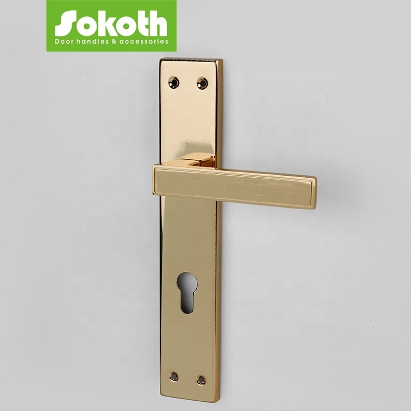 gold nickel brushed door hardware decorative house square design 85mm plate door lever handle