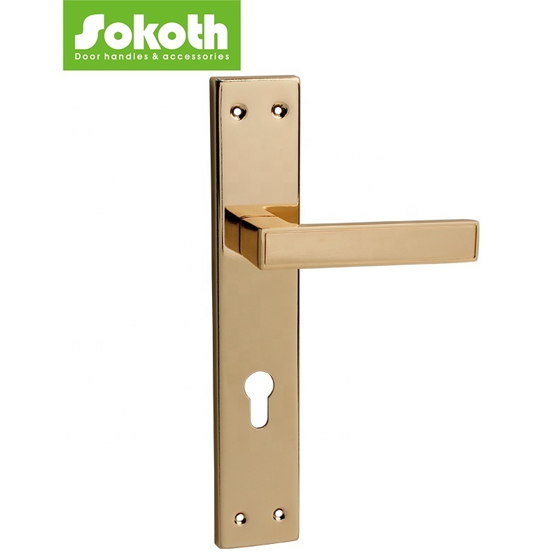 gold nickel brushed door hardware decorative house square design 85mm plate door lever handle