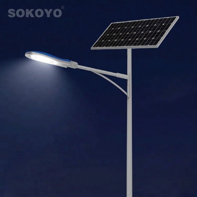 SOKOYO Lampadaire Solaire IP65 Solar Panel Battery Backup 60W Outdoor Led Solar Street Light With Pole