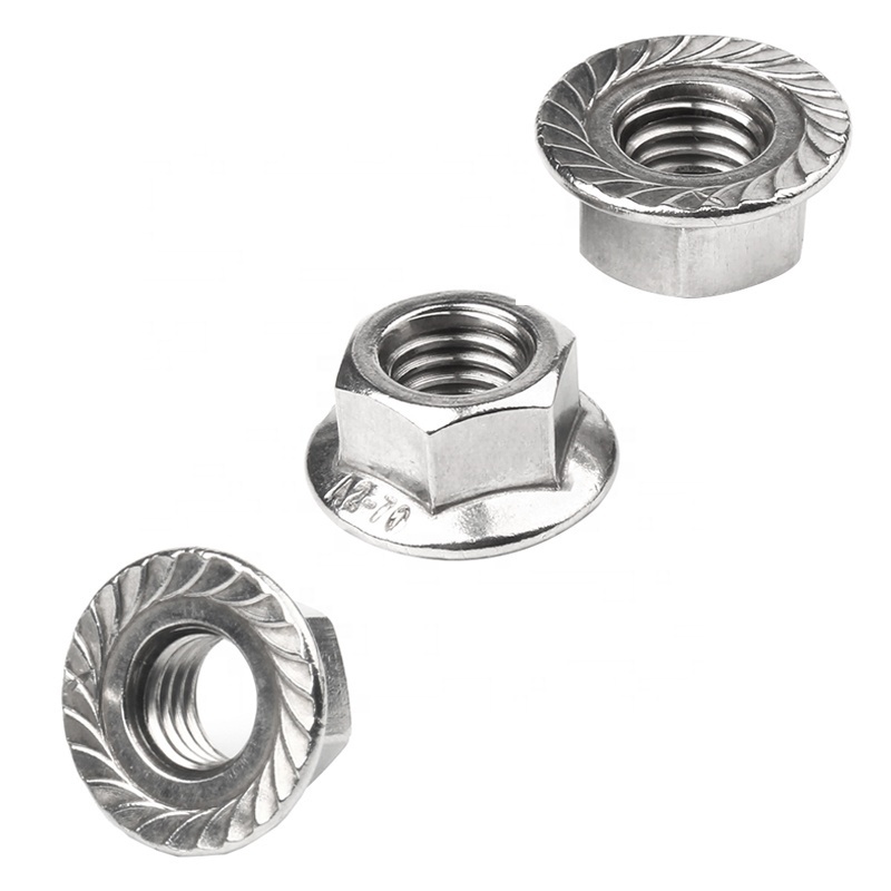 High Quality Supply Stainless Steel M4 M5 M6 M8 M10 M12 Galvanized Round Self Locking Hex Flange Nut With Serrated