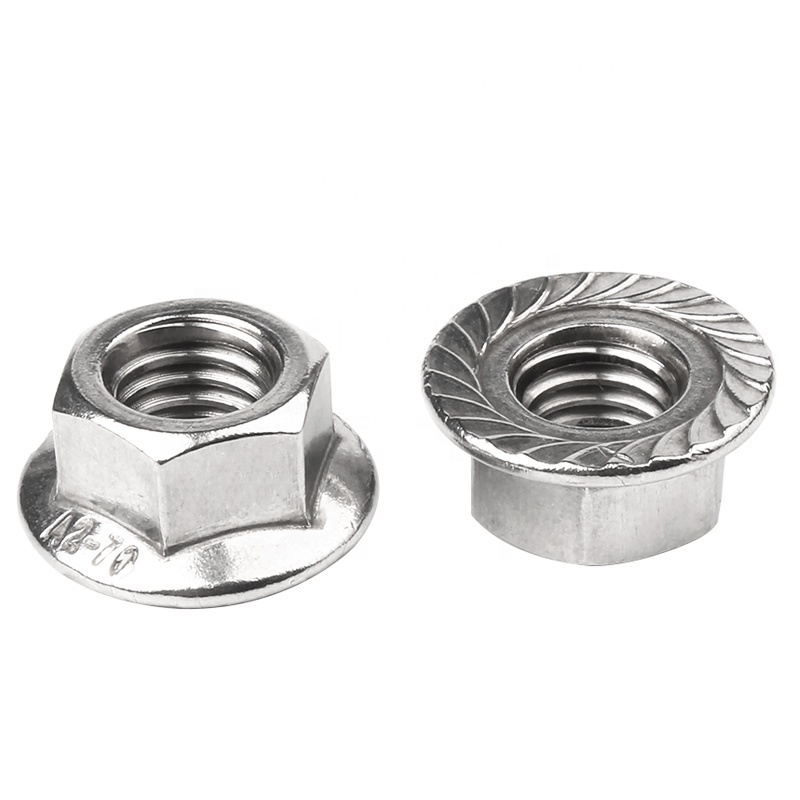 High Quality Supply Stainless Steel M4 M5 M6 M8 M10 M12 Galvanized Round Self Locking Hex Flange Nut With Serrated