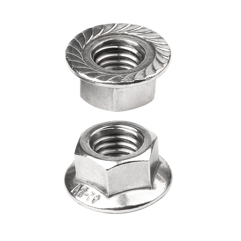 High Quality Supply Stainless Steel M4 M5 M6 M8 M10 M12 Galvanized Round Self Locking Hex Flange Nut With Serrated