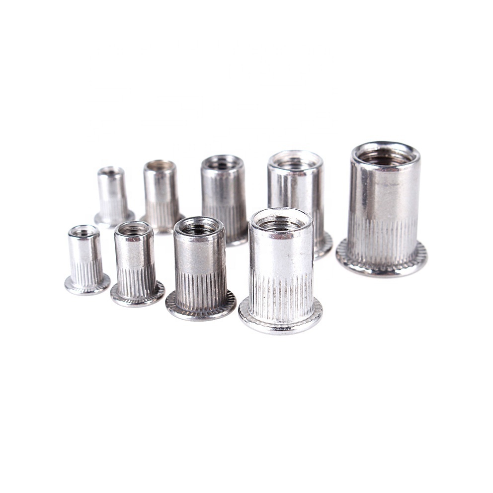 M3 M4 M5 M6 M8 M10 M12 Wholesale Stainless Steel 304 316 Knurled Round Flat Head Rivet Blind Rivet Nut