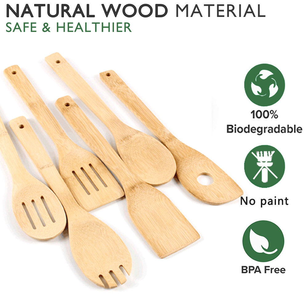 Daily Use Cooking Wooden Spoon 4 Pieces Bamboo Tableware Set Apartment Essentials Household Kitchen Utensils Handmade Craft Gift