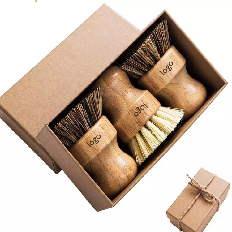 Burr Free Smooth Stamp Brush Bamboo Sisal Dish Washing Brushes Bowls Cups Plates