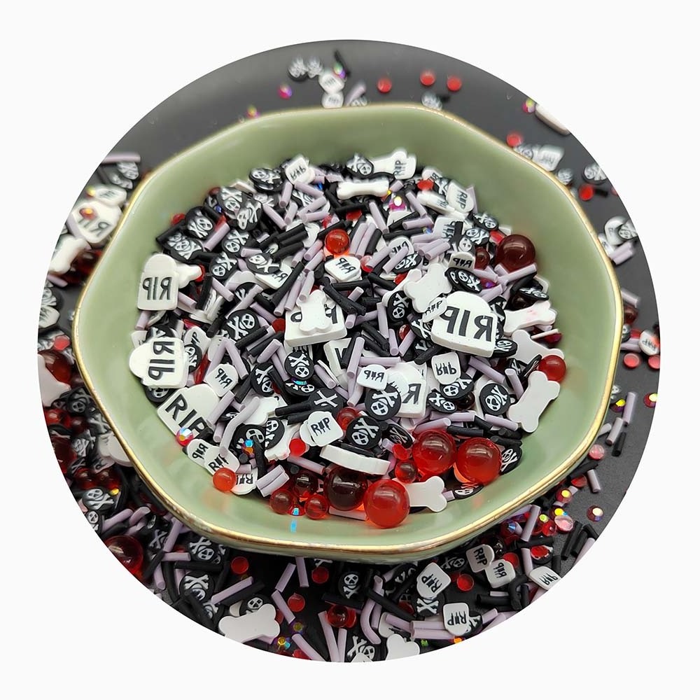 Halloween RIP Letter Ghost Bone Polymer Clay Slices Sprinkles Soft Clay Slices 500g Slime Craft Play Toys