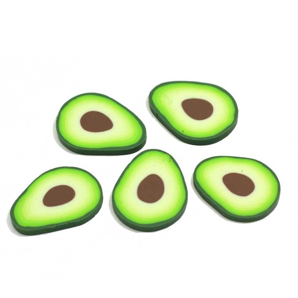 Newest Kawaii 100pcs Avocado Fruit Polymer Clay Slice For Fluffy Slime Toys Anti-Stress Cloud Slime Toy For Kids Adults 