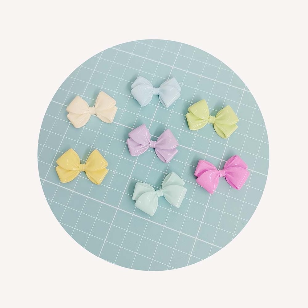 100Pcs Slime Charms Flatback Resin Cabochons Cute Bow Embellishments For Hair Clips Photo Frames Phone Cases Jewelry DIY Crafts