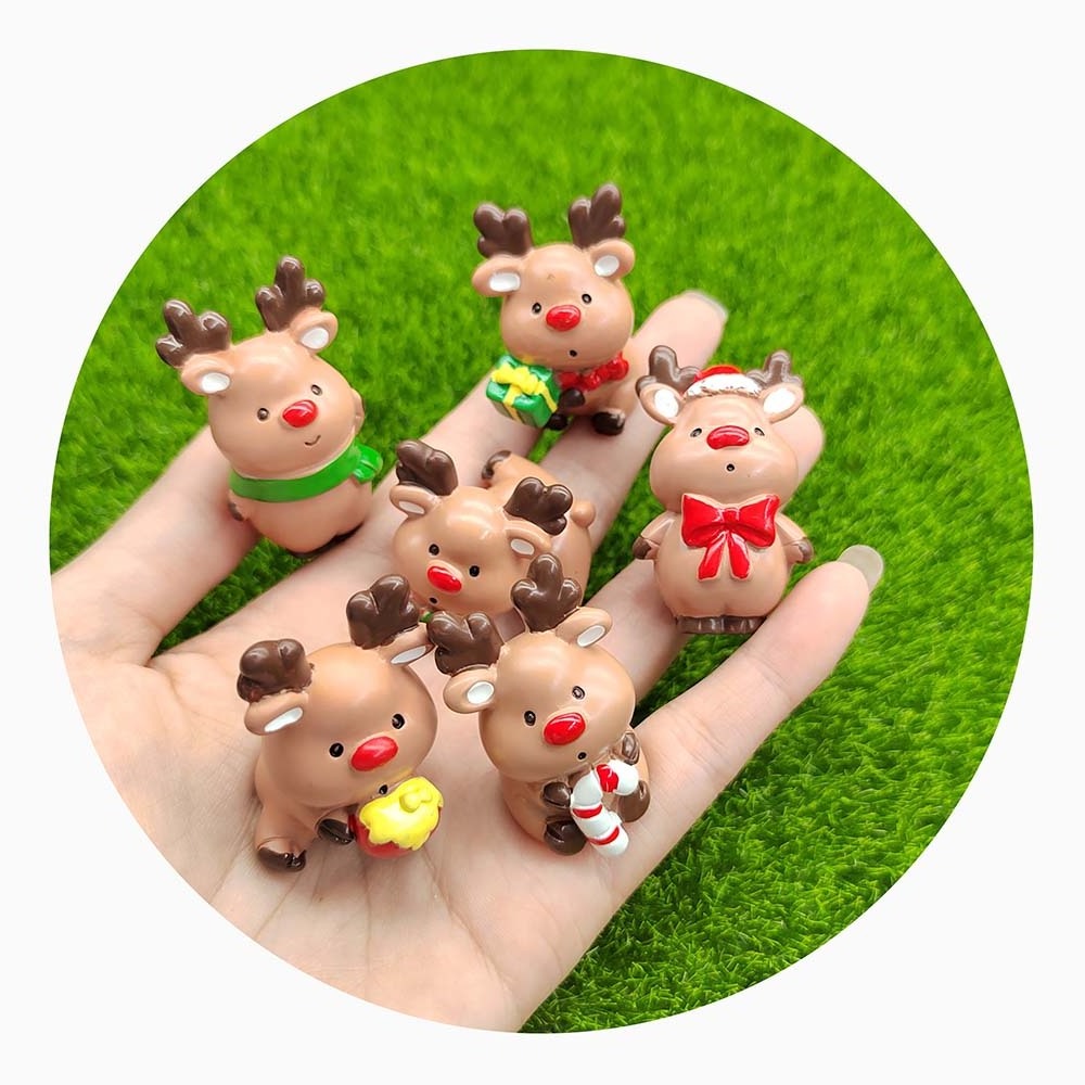 Christmas Miniature Reindeer Mini Figurine Doll House Christmas Holiday Craft Supplies Diorama