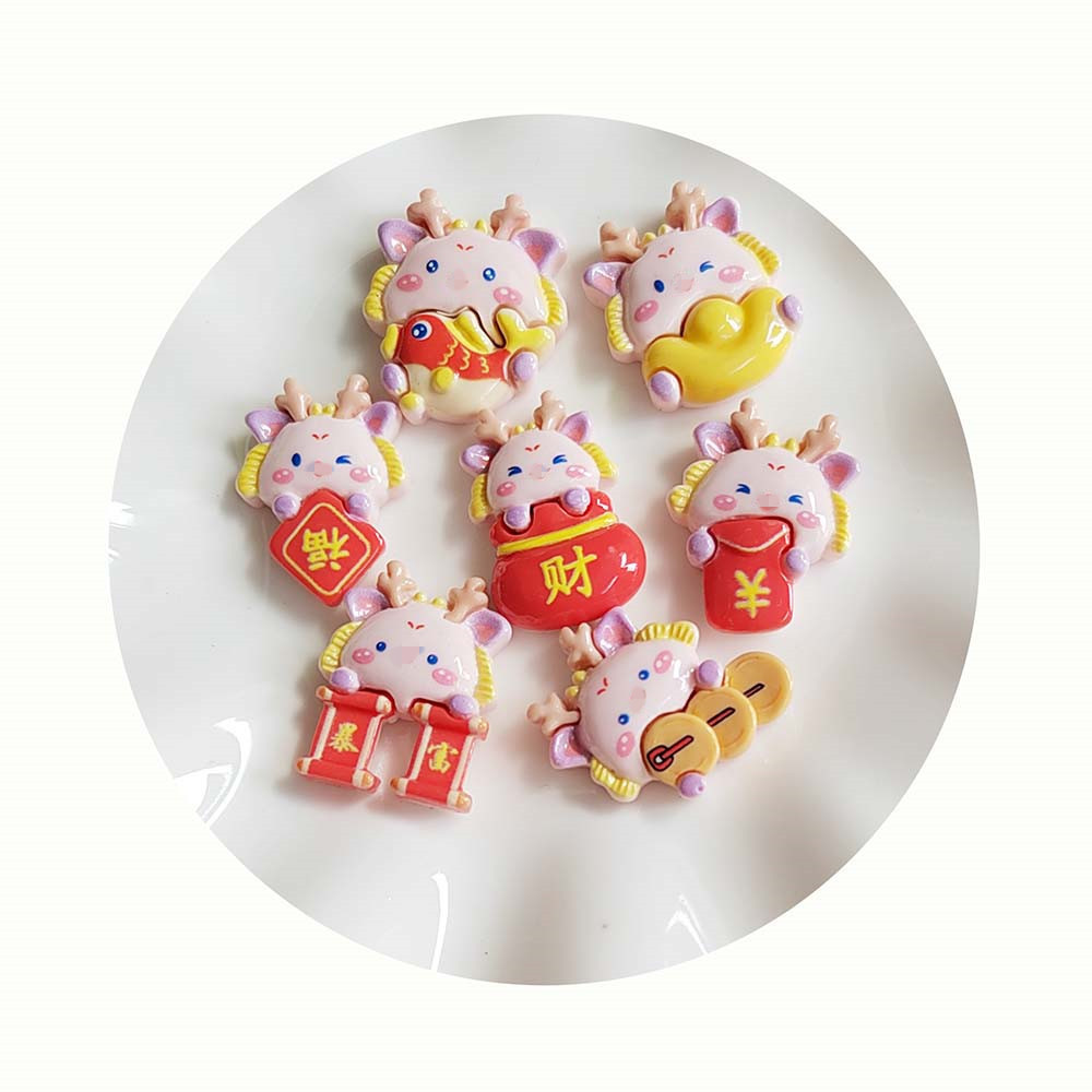 2024 Miniature New Year Dragon Figurine Festival Resin Dragon Flatback Cabochons Chinese New Year Decoration For Home Table Gift