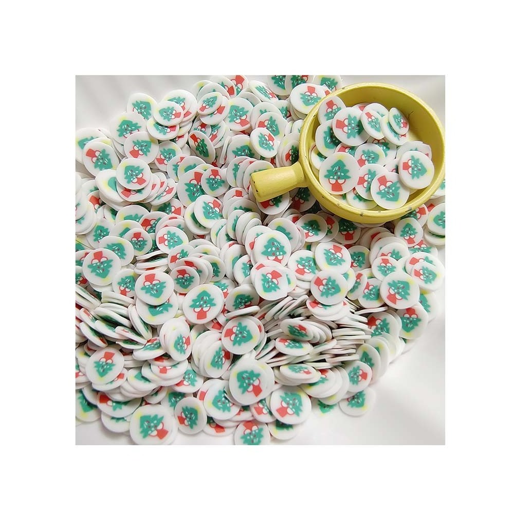 5mm Polymer Clay Christmas Tree Slices Sprinkles Holiday Party Slime Charms Nail Art DIY Crafts Klei Mud Accessory