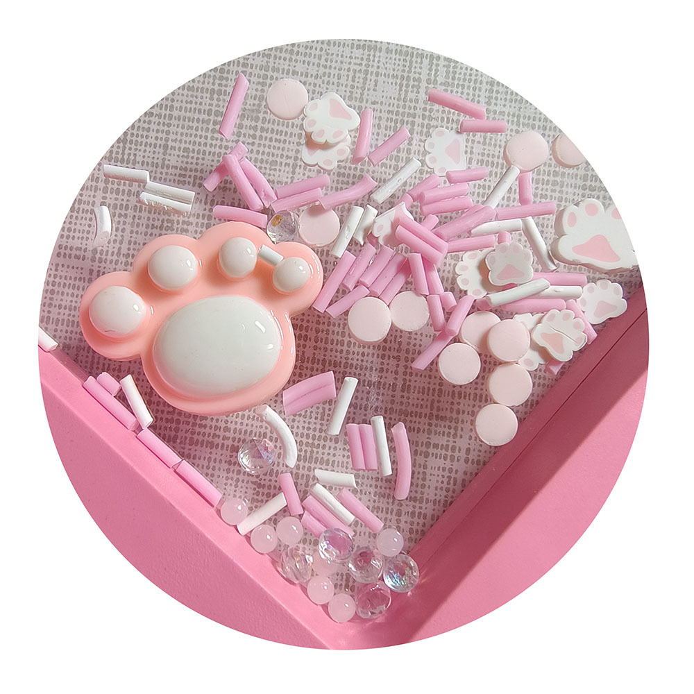 Cute 1 Bag Cartoon Cat Claw Bear Paw DIY Jewelry Resin Accessories Handmade Cream Glue Hairpin Slime Playdough Case Flat Back