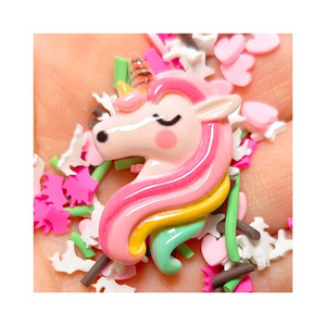 New Handmade Cream Glue Resin Accessories Pretty Pink Unicrn Cartoon Slime Charm DIY Phone Case Decoration Colored Clay